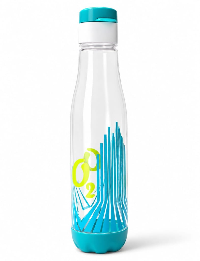 Stay hydrated throughout the day with this premium O2 1000free plastic, it features a leak-proof view 2