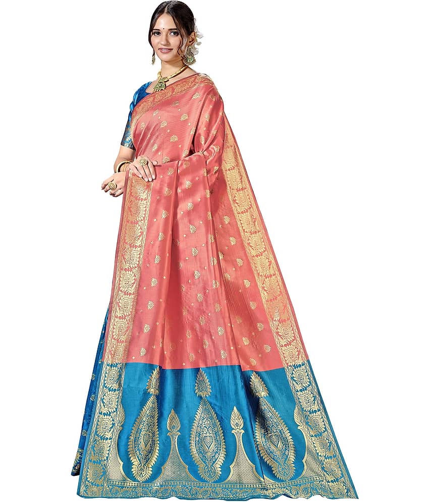 Sariya Jacquard Woven Saree With Unstitched Blouse Piece ( Yellow ) view 2