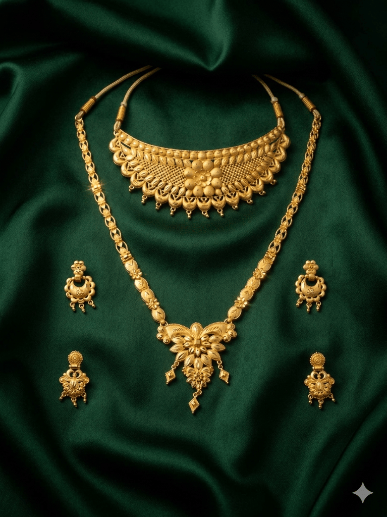 Traditional Indian Bridal Gold Necklace Set view 2