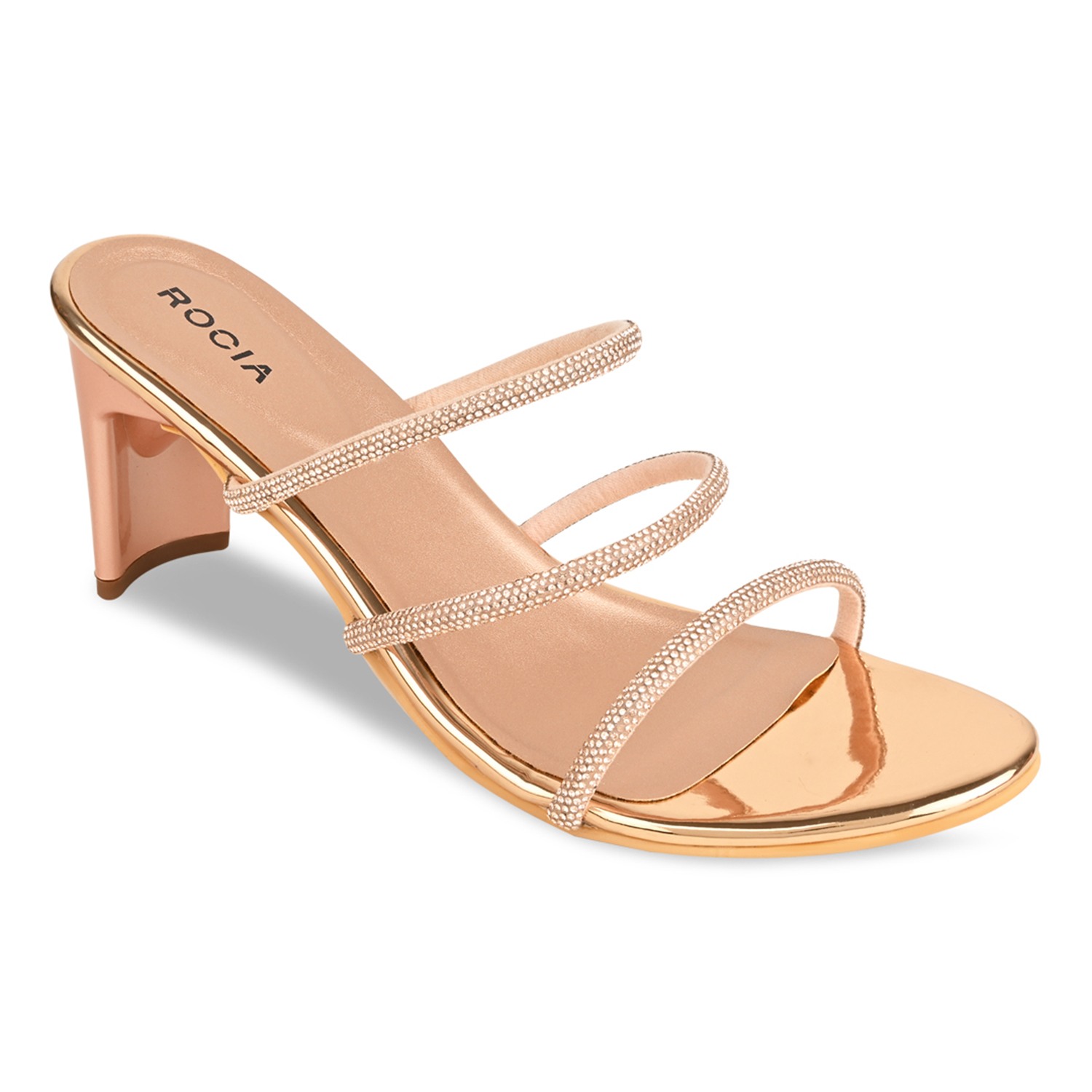 Rose Gold Women Diamante Strap Sandals view 2