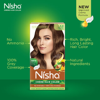 Nisha Creme Hair Color 4.3 GOLDEN BROWN , GOLDEN BROWN 4.3 view 2