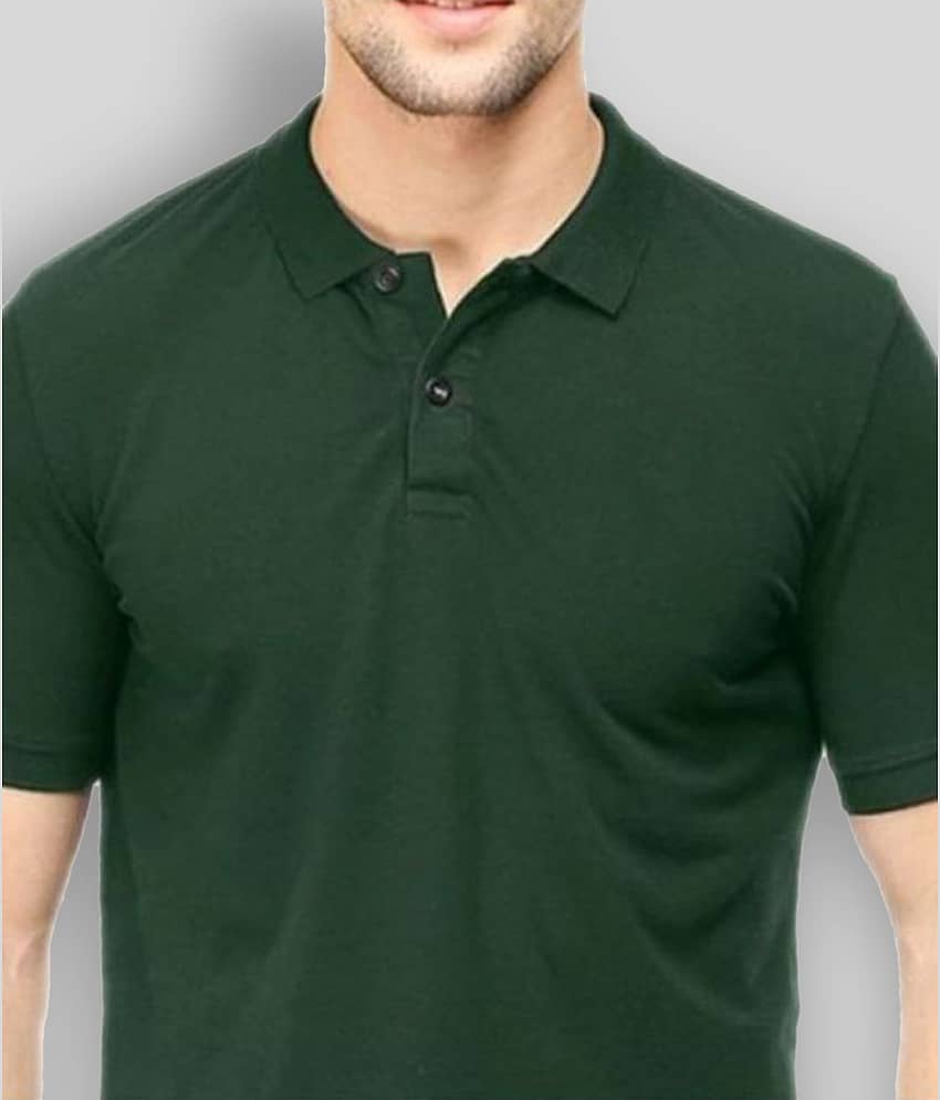 FASHION365 Pack of 1 Cotton Blend Slim Fit Solid Half Sleeves Men's Polo T Shirt ( Green ) view 2