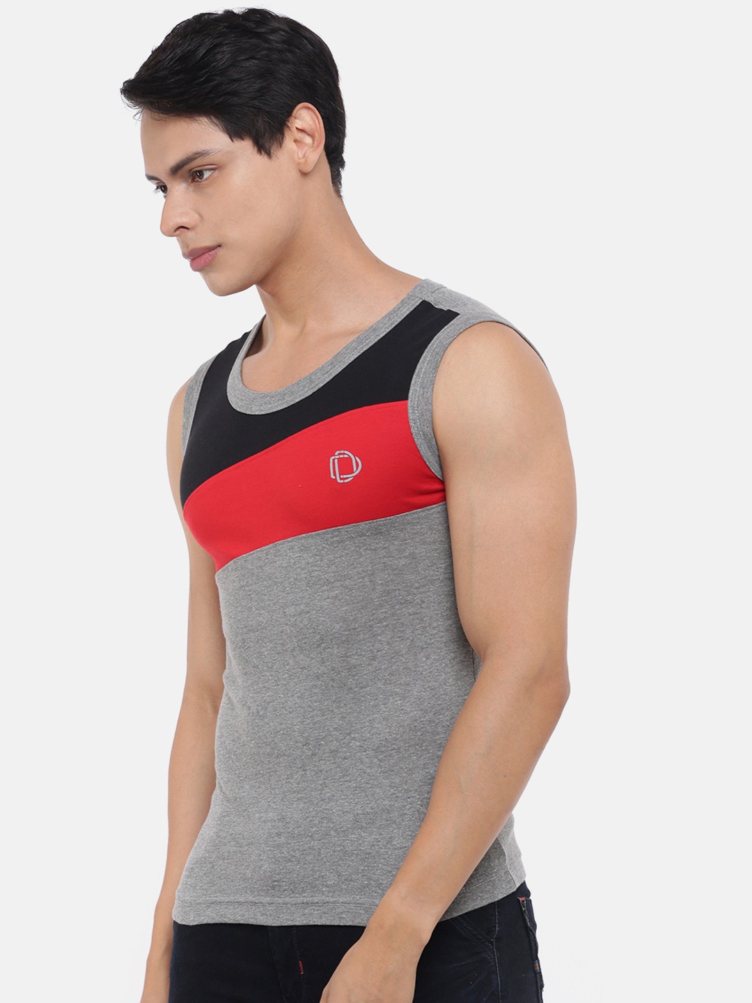 Men's Assorted Pack of 3 Solid Combed Cotton Racerback Styled Gym Vest view 2