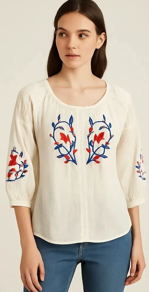 Ivory Garden Embroidered Top
