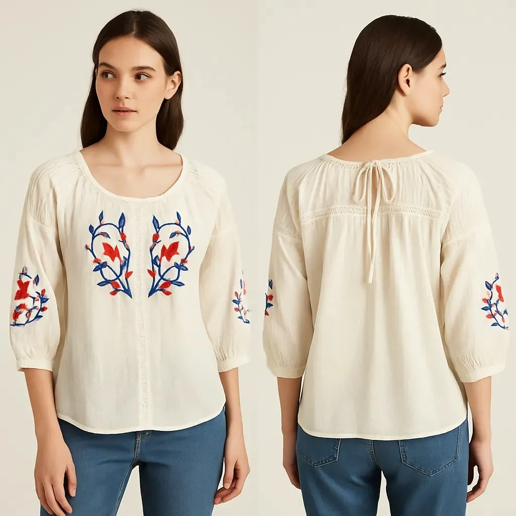 Ivory Garden Embroidered Top view 2