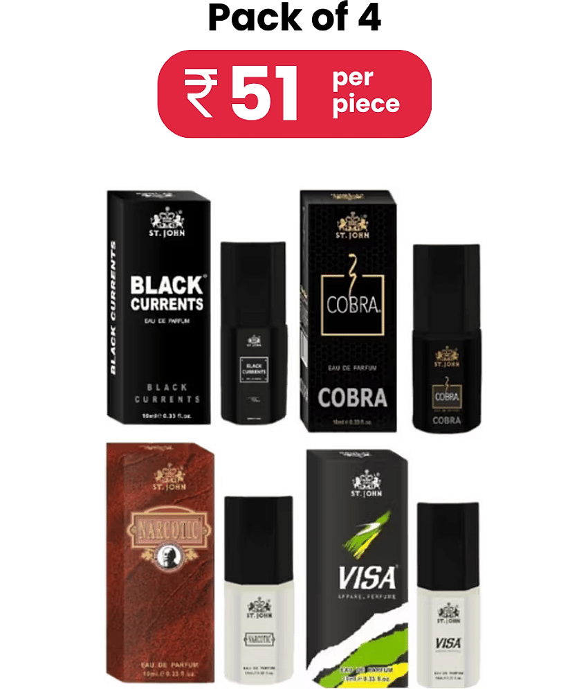 ST.JOHN Cobra, Visa , Black Currents & Narcotic Pocket Perfume For Men 10ml Each (40ml)- Pack of 4 view 2