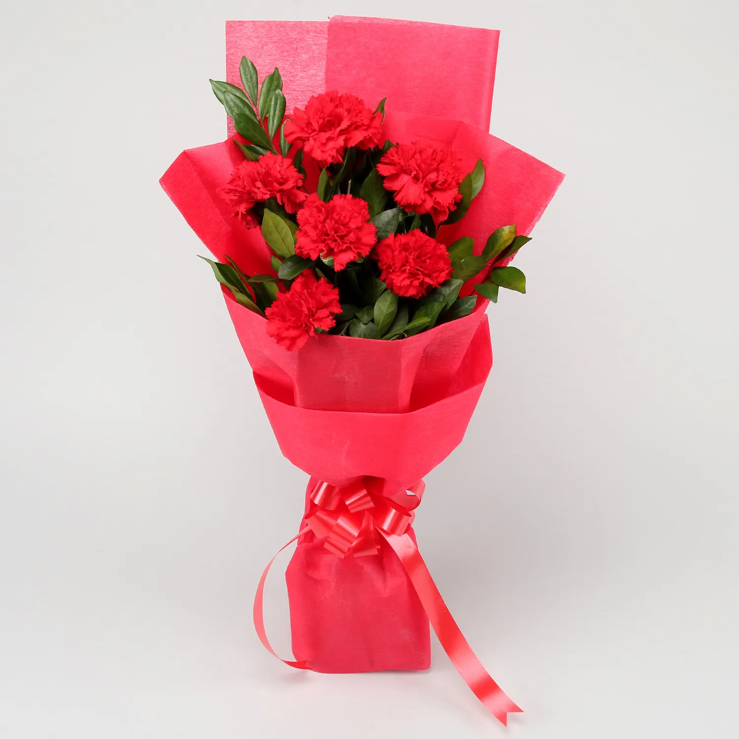 Captivating Red Carnations Bunch view 2