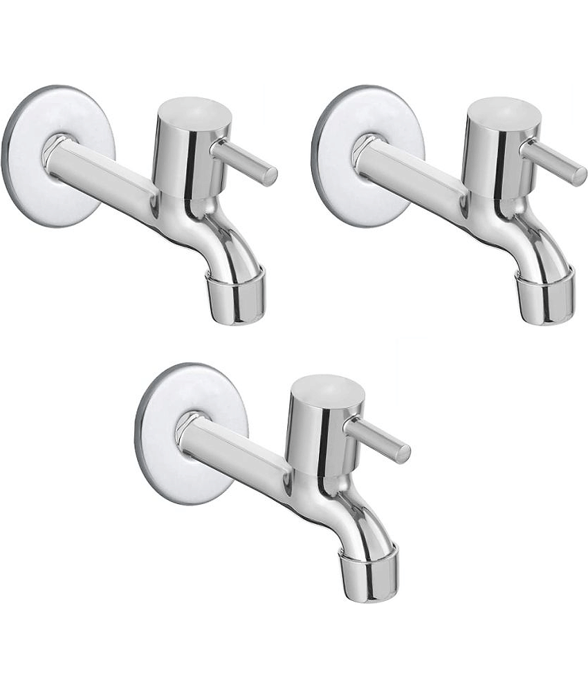 Bathfax TURBO STAINLESS STEEL LONG BIB TAP (PACK OF 3) Steel Bathroom Tap (Bib Cock)