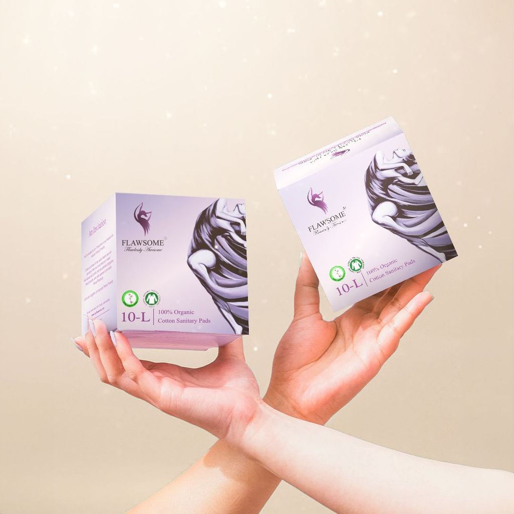 Flawsome - 100% Organic Cotton Sanitary Pads (Pack of 10/20/30) view 2
