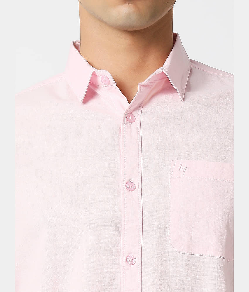 HJ HASASI 100% Cotton Slim Fit Solids Full Sleeves Men's Casual Shirt - Pink ( Pack of 1 ) view 2