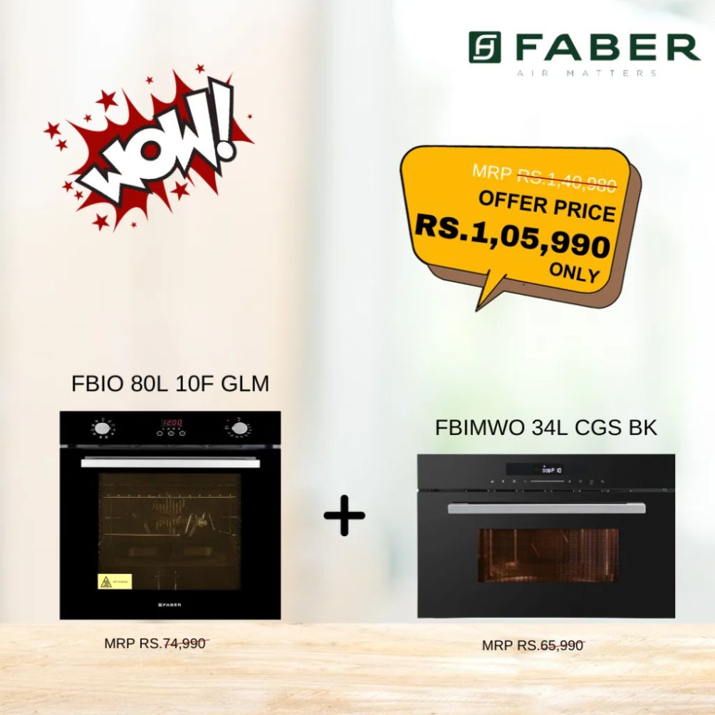 Faber Deals Combo Built - in - Oven (FBIO 80L 10F GLM) & Built - in - Microwave (FBIMWO 34L CGS BK)