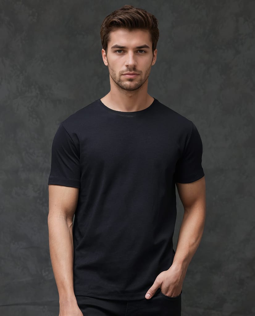 Women's Classic Black Round Neck Short Sleeve T-Shirt | Everyday Comfort Tee view 2