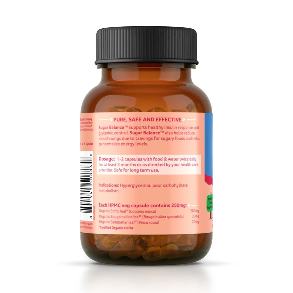 Organic India Sugar Balance 60 Veg Capsules Bottle- (Pack Of 3) view 2