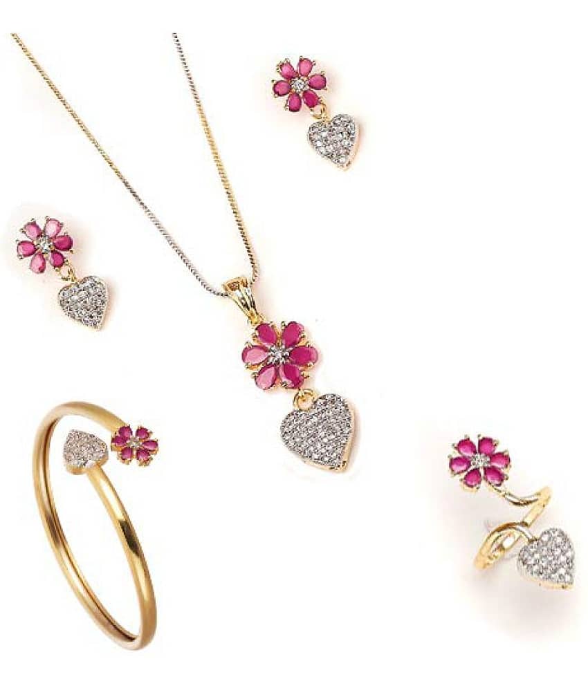 Navya Collections American Diamond Pendant Combo Set With Bracelet Watch for Girl/Woman view 2