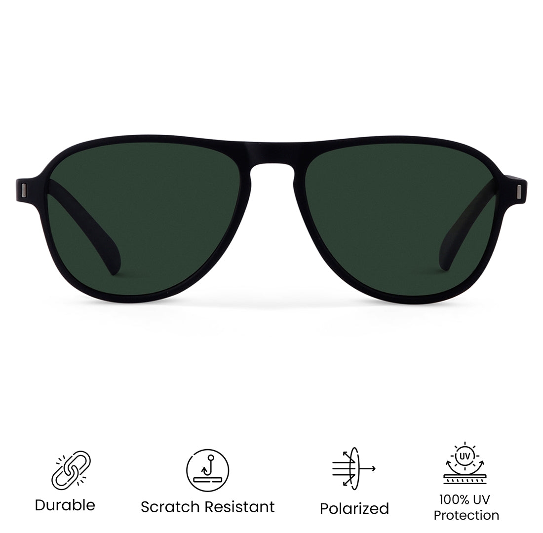 Emerald Night Polarized Aviator Sunglasses view 2
