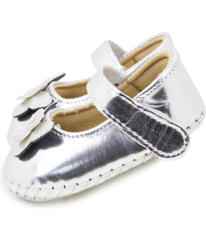 Neska Moda 6 To 12 Months Baby Girls Synthetic Leather Party Wear Floral Baby Sandal Booties (Silver) view 2
