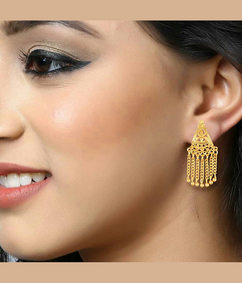 Vighnaharta Golden Danglers Earrings ( Pack of 1 ) view 2