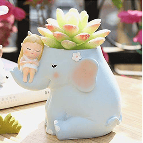 VINDHYA Resin Pot Baby Elephant Design Resin Succulent Pots Resin Planter Succulent Pot Succulent Indoor and Outdoor view 2