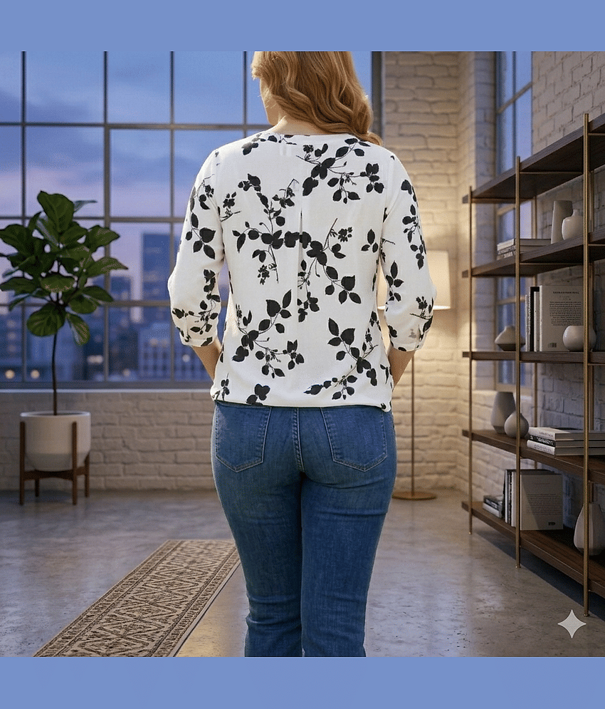 HF WARD Women's Cotton Regular Top ( White ) view 2