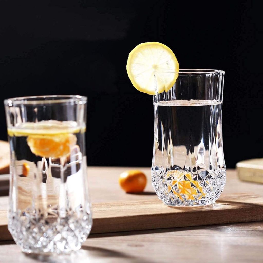 European Premium Crystal Juice and Water Glasses | 240 ML | Long Elegant Drinking Tumbler | Stylish Round Highball Glass for Cocktails, Mocktail | view 2