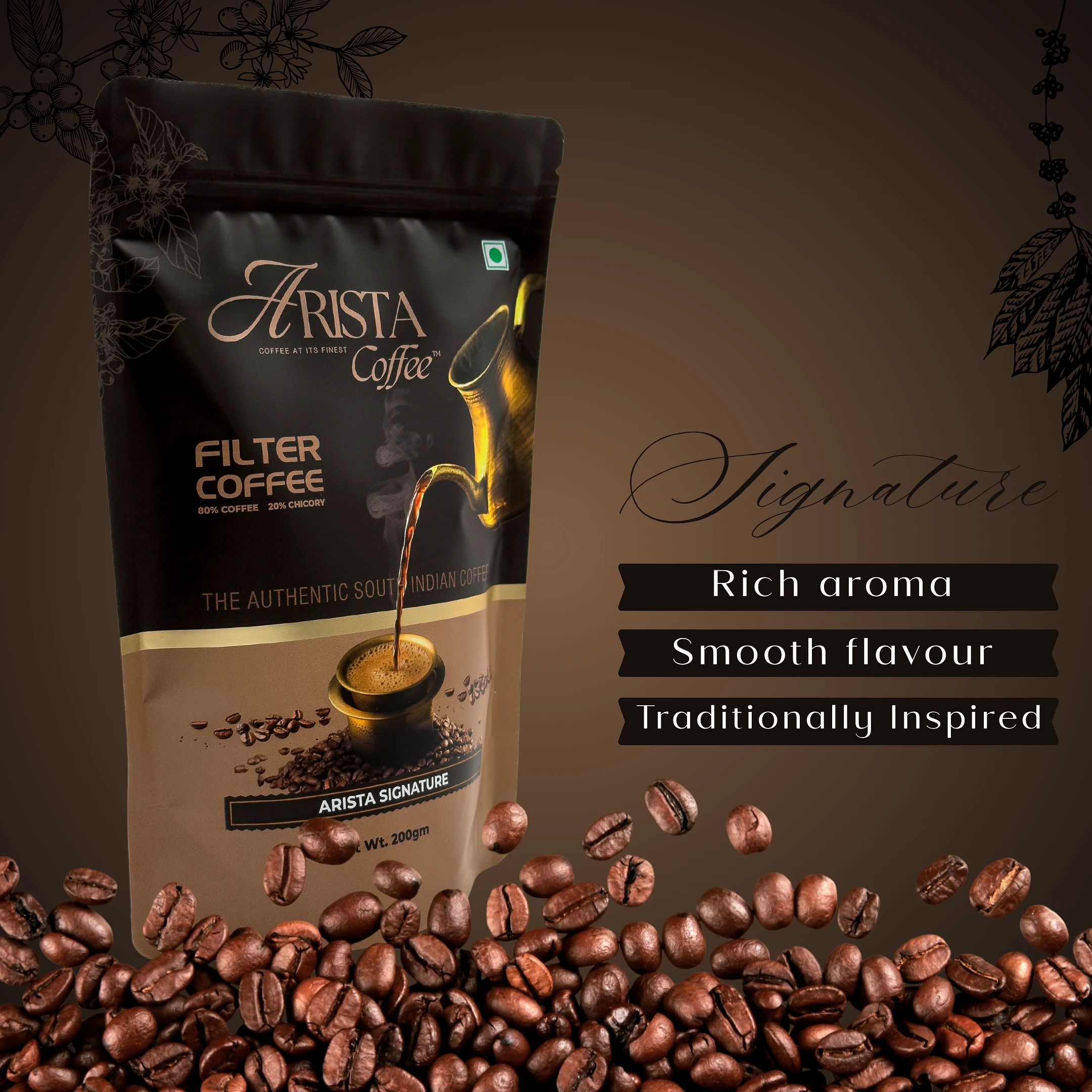 Arista Signature- Filter Coffee [80:20] 200g by GLOBAL EXPORT VENTURES view 2