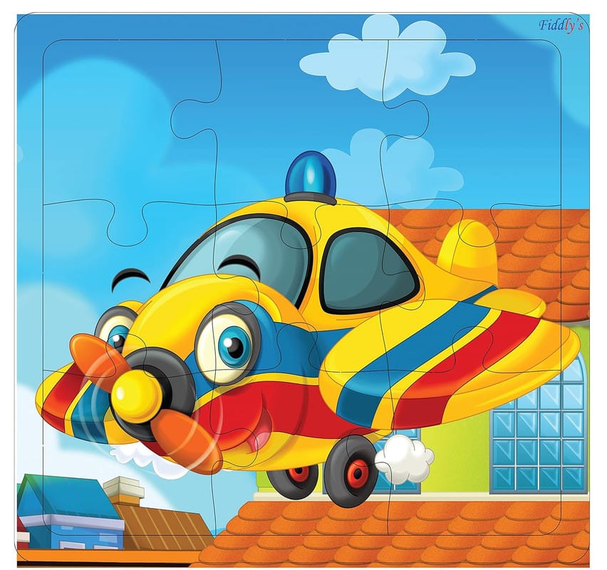 Fiddlys Kid's Wooden Jigsaw Puzzle Games for Children & Kids Paperless Puzzle - 9 Pieces (Pack of 6 Vehicle) Age 3+ view 2