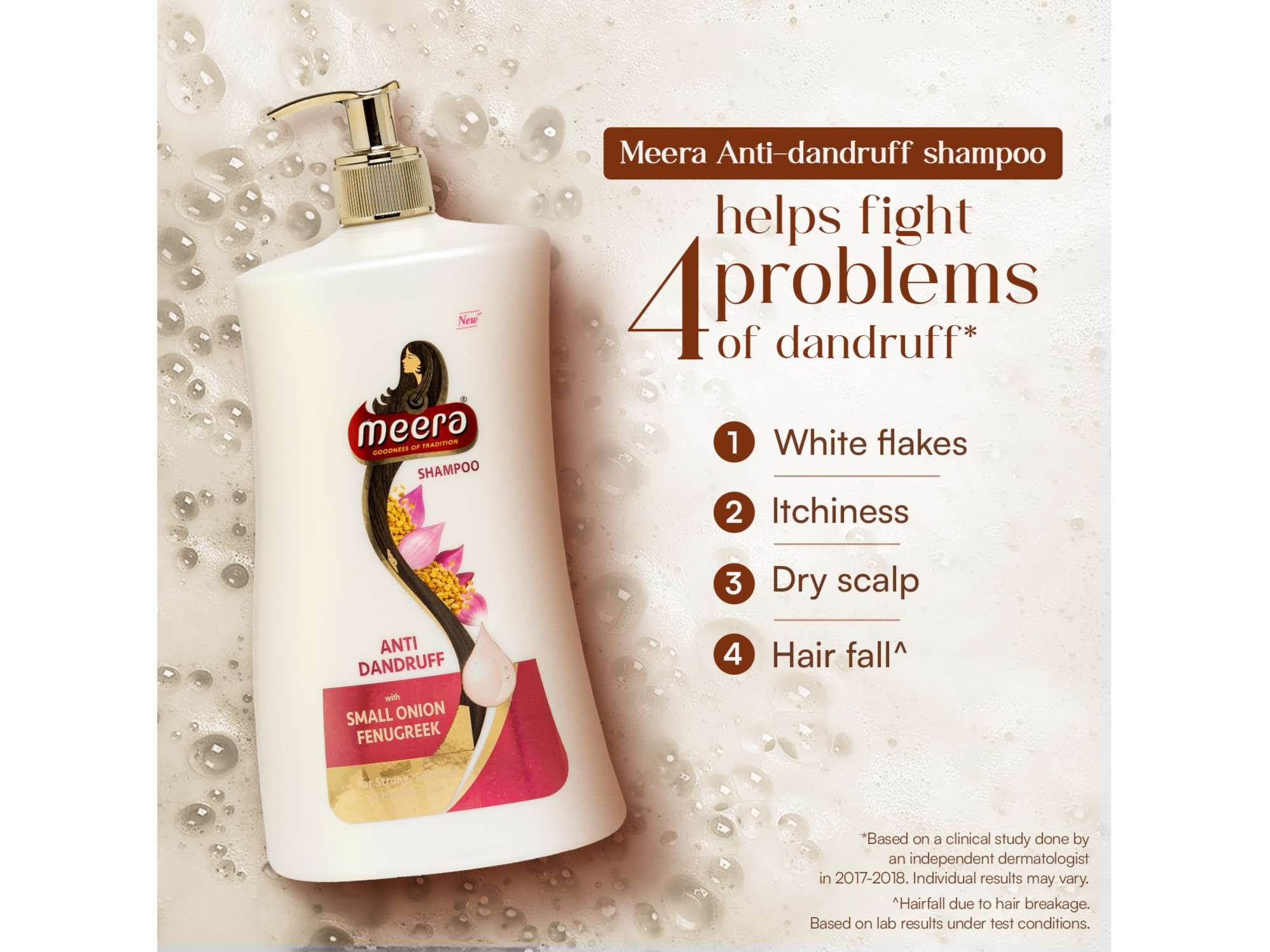Meera Anti Dandruff Shampoo, With Goodness Of Small Onion and Fenugreek, Nourishment, For Men And Women, Paraben Free, 1 Litre view 2