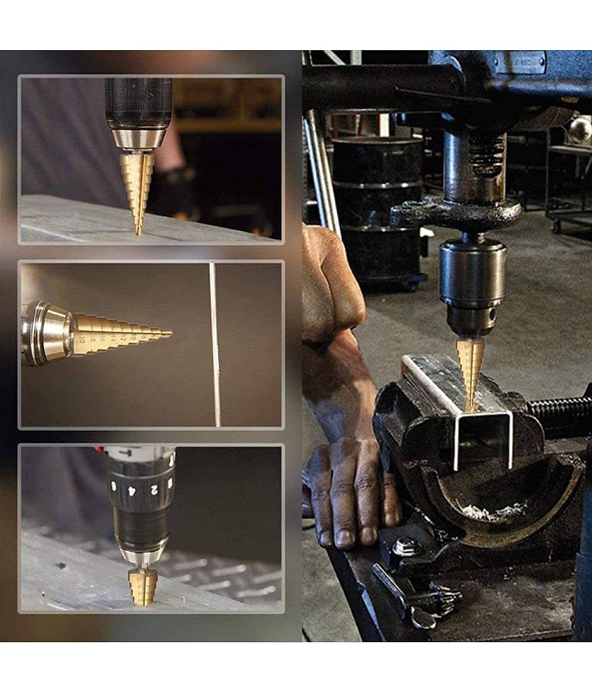 Hss 3X Large HSS Steel Step Cone Drill Titanium Bit Set Hole Cutter 4-12/20/32mm view 2