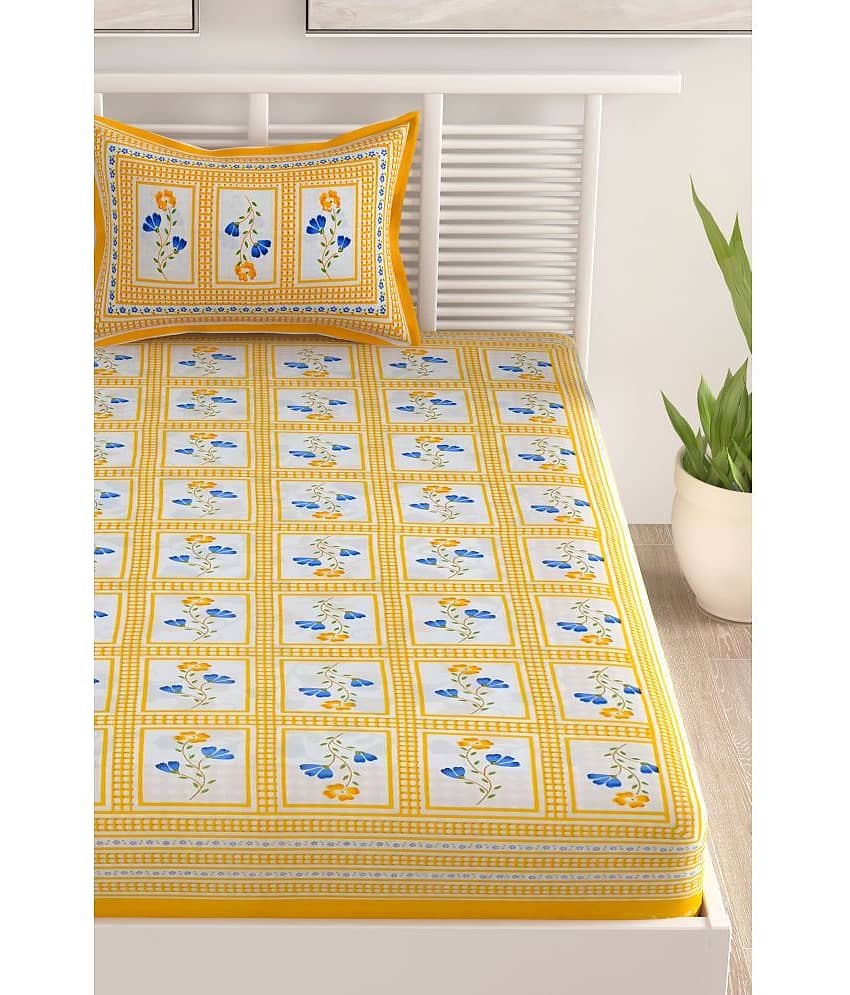 Uniqchoice Cotton 1 Single Bedsheet with 1 Pillow Cover ( Yellow ) view 2