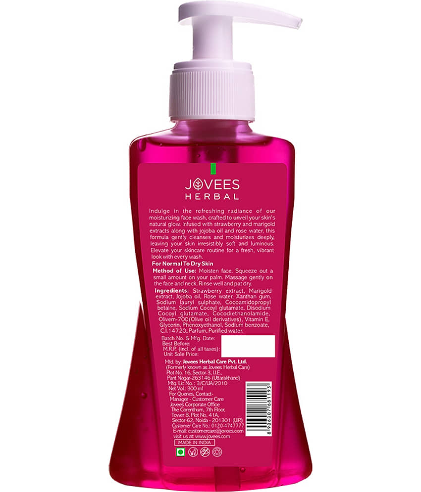 Jovees Herbal Strawberry Face Wash For Normal to Dry Skin For Glowing & Hydrating 300ml, (Pack of 1) view 2