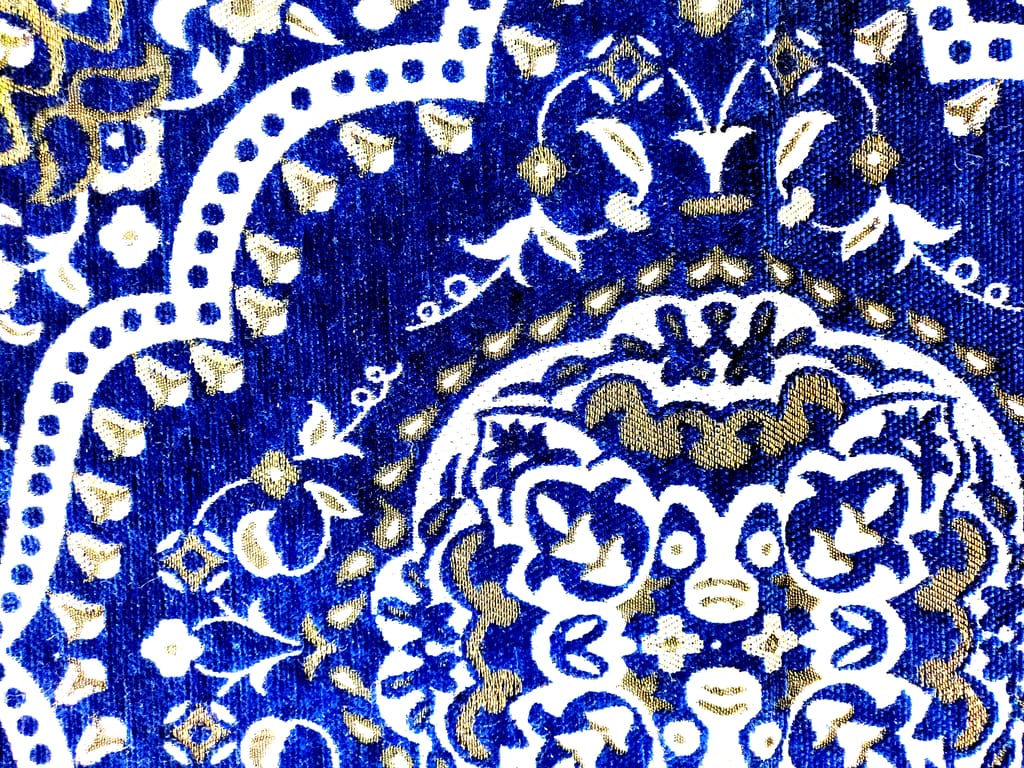 Omkar by R3 Inc. Pooja Jaquard aasan - 23 x23 (Pooja Aasan - Blue) view 2