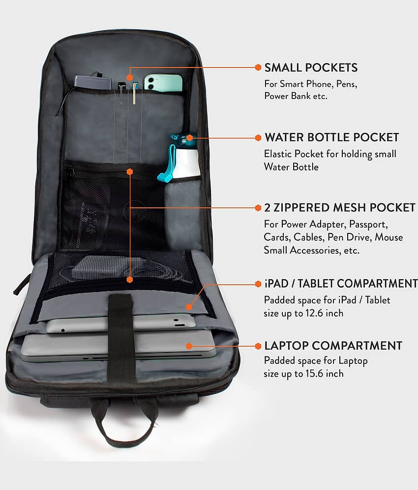 PAZZO 25 Ltrs Black Backpack view 2