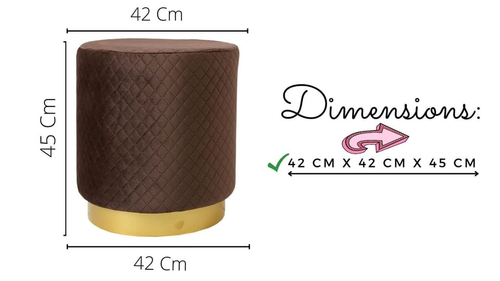 Shadowkart Ottoman Pouffes Sitting Mudda Puffy Stool for Living Room Dressing Table Pouf Round Footstool for Office Home Decor, Check Holland Velvet ,16x16x17 Inch view 2