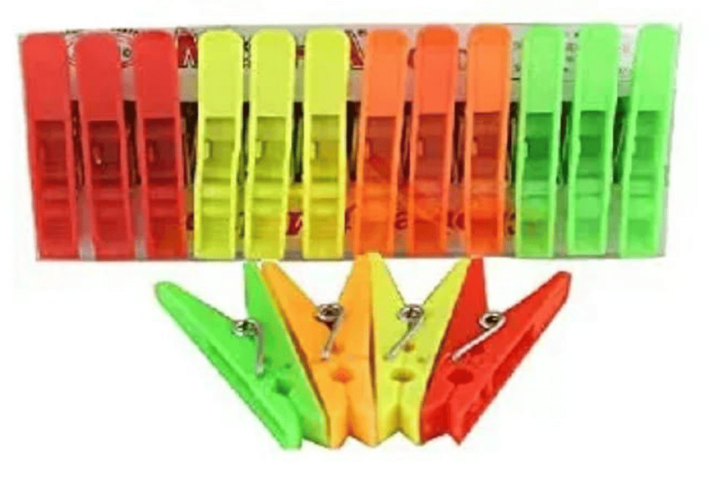 Plastic Cloth Clips Set of 12 for Drying Clothes – Durable & Strong