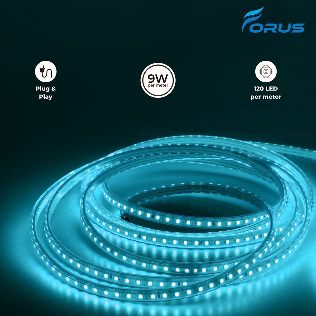 Forus LED Rope Strip Light 5 Meters 1 Year Warranty, Outdoor Waterproof Decorative Cove Lights for Ceiling, Balcony, Home Decor, Interior Decoration, Flexible Rope Light for Diwali, Christmas & New Year -Ice Blue view 2