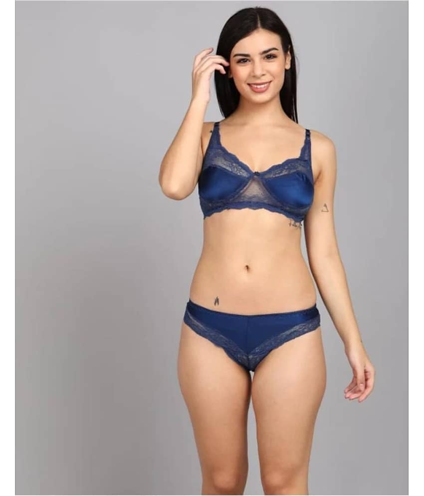 Aarnav fashion Cotton Women's Bra & Panty Set ( Blue ) S-3002 blue