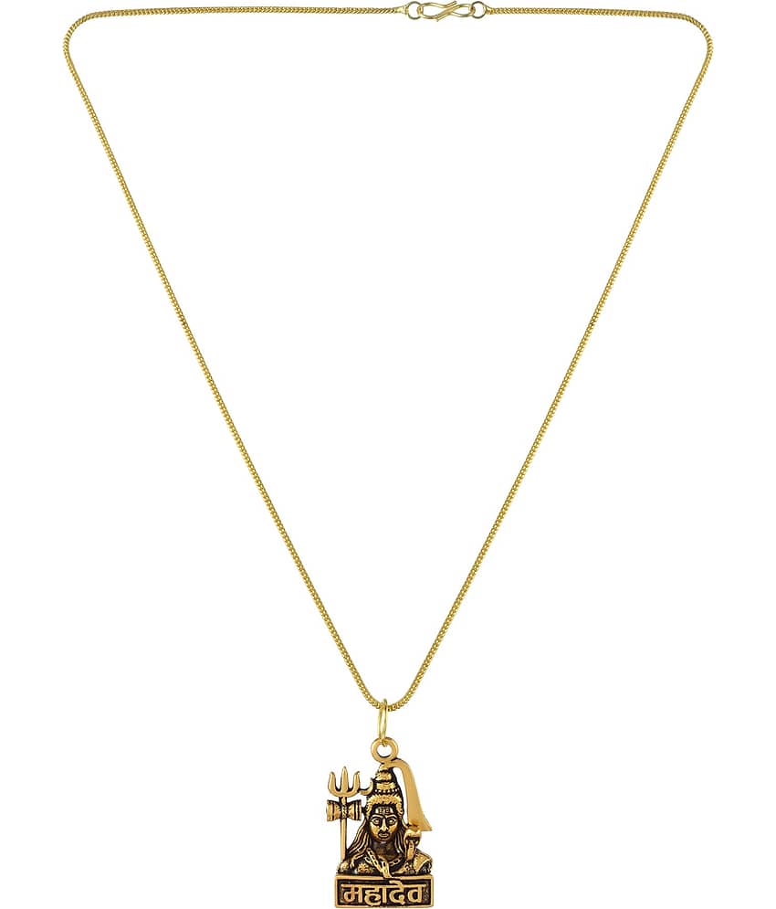 Admier Oxidised Gold plated Shiv Shiva Mahadev Bholenath hindu chain pendant Temple jewellery Men women view 2
