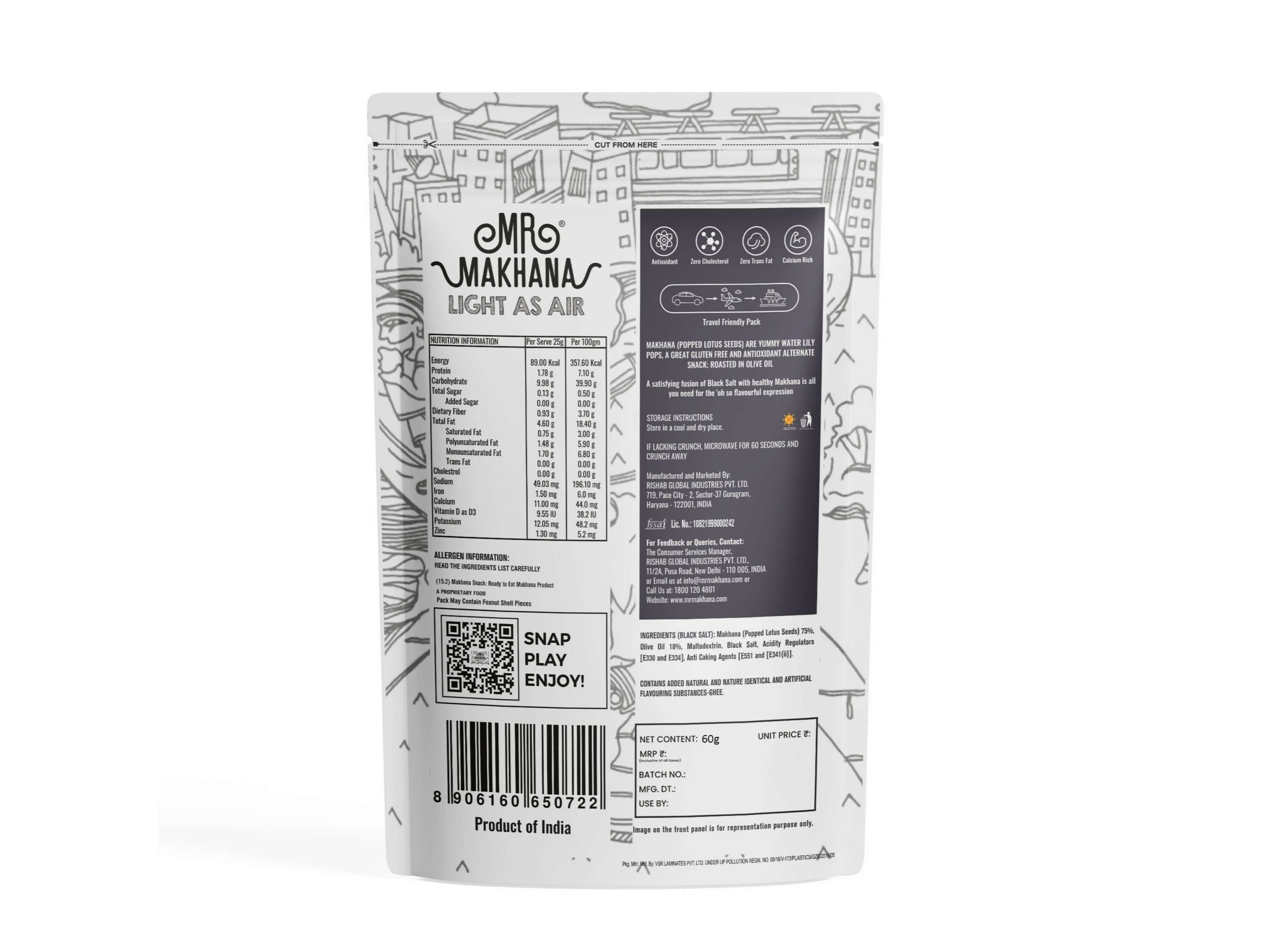 MR MAKHANA BLACK SALT | 55 G | PACK OF 4 view 2