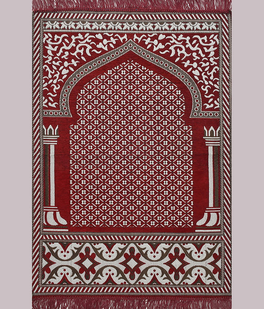 FURNISHING HUT Maroon Single Regular Cotton Prayer Mat ( 130 X 70 cm ) view 2