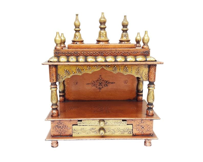 Wood To Cart Beautiful MDF Wooden Temple/Pooja Mandir for Home and Office/Wall Mounted Temple/Puja Stand (Copper - 15x8x18 inches)