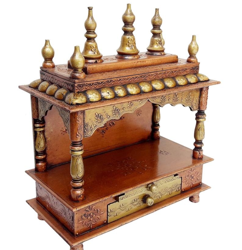 Wood To Cart Beautiful MDF Wooden Temple/Pooja Mandir for Home and Office/Wall Mounted Temple/Puja Stand (Copper - 15x8x18 inches) view 2