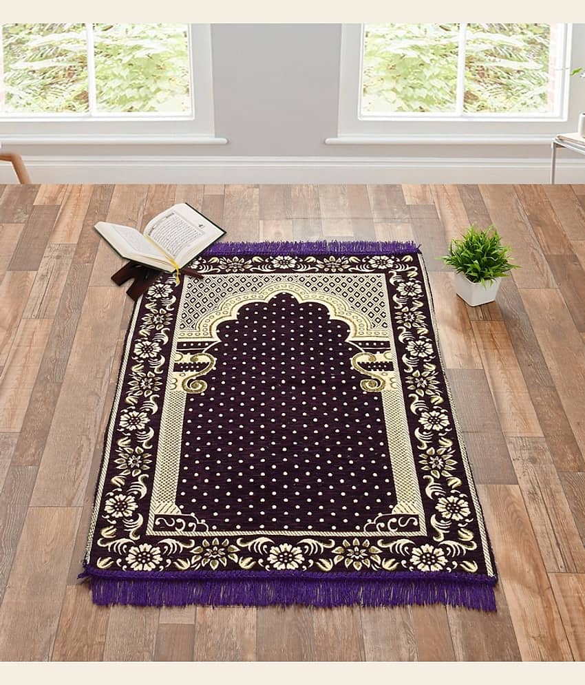 FURNISHING HUT Purple Single Regular Velvet Prayer Mat ( 106 X 68 cm )