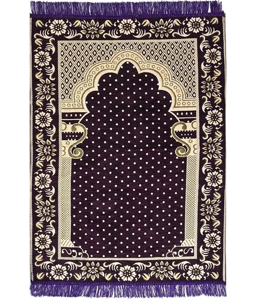 FURNISHING HUT Purple Single Regular Velvet Prayer Mat ( 106 X 68 cm ) view 2