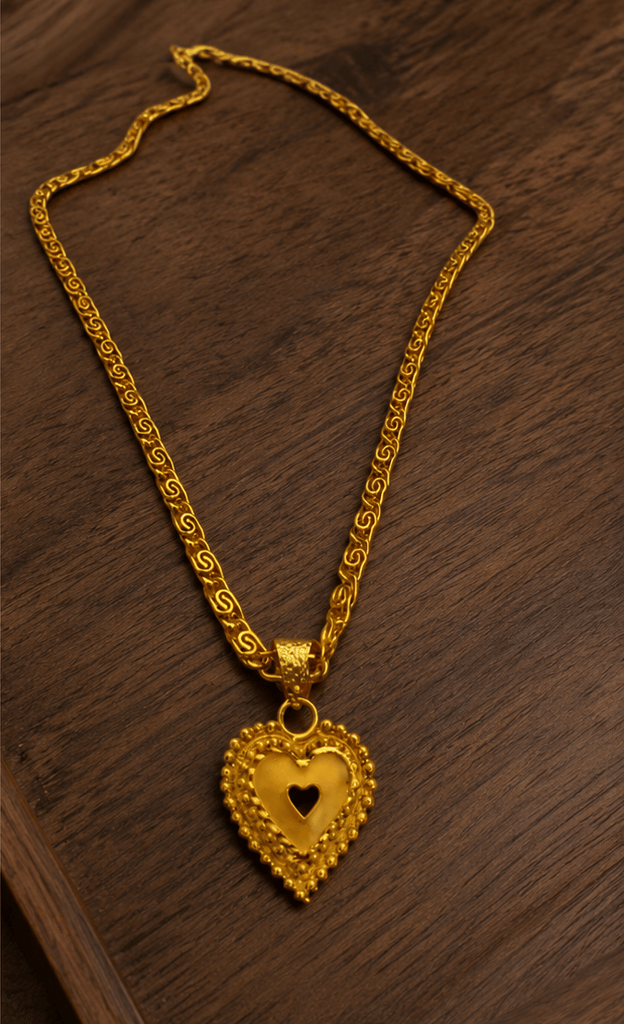 Intricate Gold Heart Pendant Necklace for Women