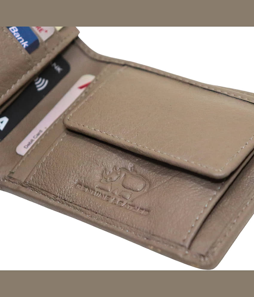 STRONG HORNS 100% Leather Engraved Men's Regular Wallet With 9 Slots For Card ( Gray , Pack of 1 ) view 2