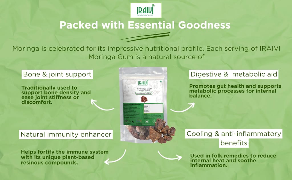 IRAIVI Premium Moringa Gum-100 Gram | Murungai Pisin | Shigru Gond | Muringa Gond | Pure & Natural by Iraivi Organics view 2