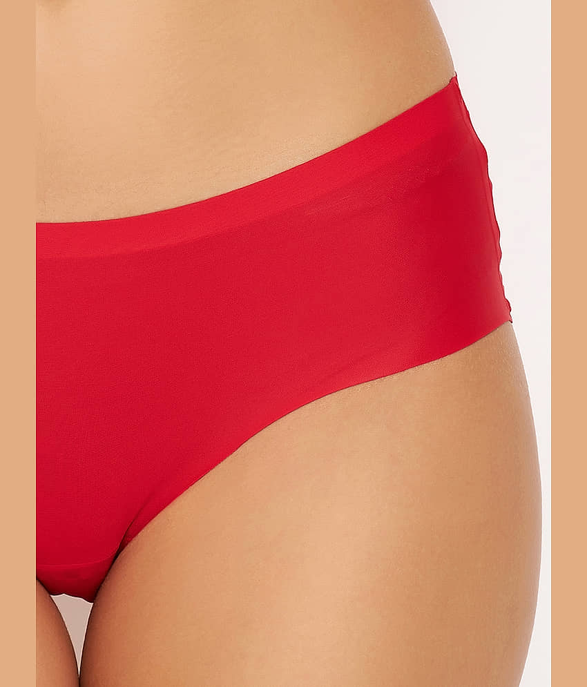 Clovia Nylon Solid Women's Hipster ( Red ) view 2