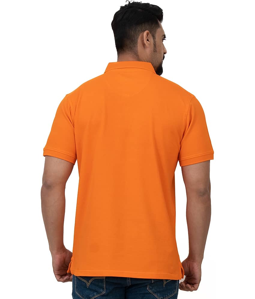 Cotstyle Pack of 1 Cotton Blend Regular Fit Solid Half Sleeves Men's Polo T Shirt ( Orange ) view 2
