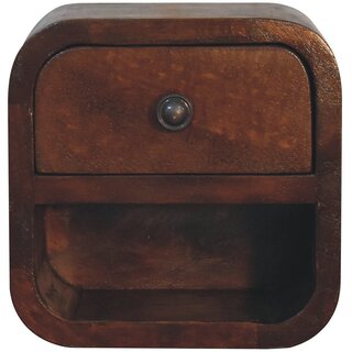 Extra Mini Curved Chestnut Bedside with Open Slot view 2