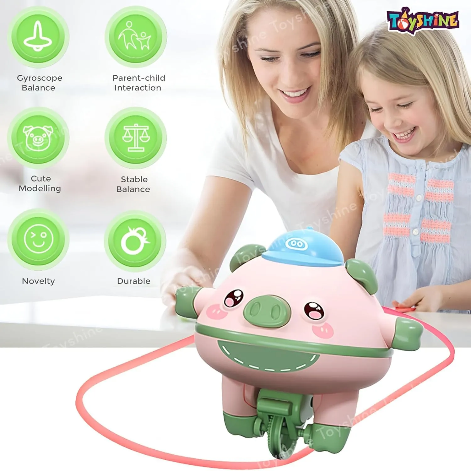 Electric Pig Tumbler Toy for Kids, Interactive Tightrope Walking Unicycle Pig with Gyroscope Balance view 2